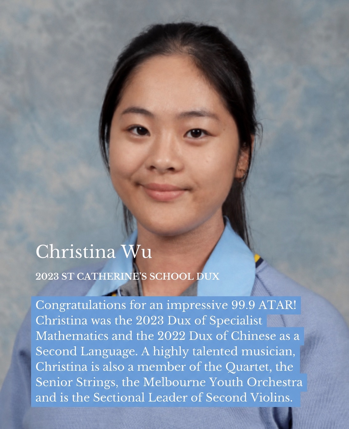 Christina Wu | Dux of St Catherine's School